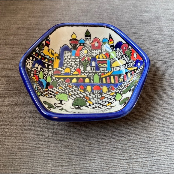 Vintage Hexagon Ceramic Holy Land Jerusalem Small Bowl - Picture 3 of 4